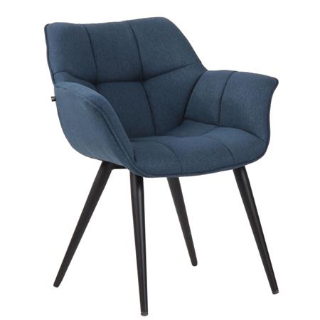 Poltroncina per ospiti TESLA, Design Moderno, Gambe Nere, Tessuto Blu