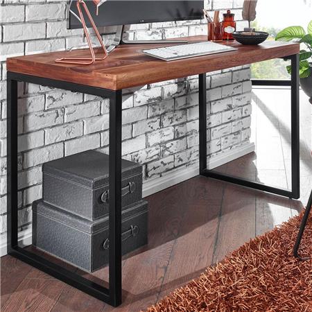 Scrivania di Design MONTEBIANCO, Artigianale, 117x59x76,5cm, Legno Massello color Noce