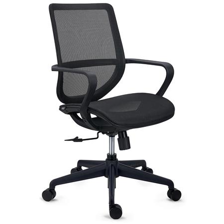 Sedia per ufficio PACIFIC, Design Moderno, in Rete traspirante e Tessuto, colore Nero