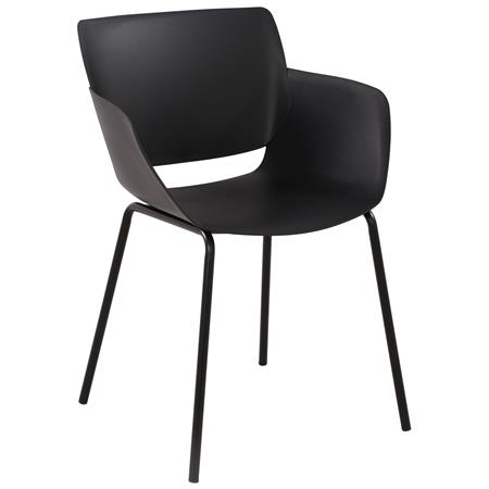 Sedia per Sala D'attesa RIKO, Design Moderno, Comoda ed Elegante, Polipropilene, Nero