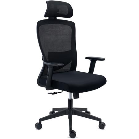 Sedia Operativa NOTE PRO, Ergonomica, Poggiatesta, Supporto Lombare Regolabile, Rete e Tessuto, Nero