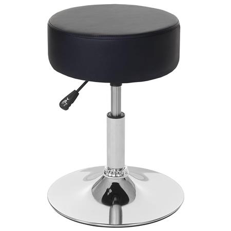 Sgabello DANKO, Girevole a 360º, Sedile Imbottito, in Pelle colore Nero