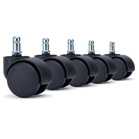 5x Ruote per Sedie da Ufficio JACK 11x50mm, Design Moderno, Nero