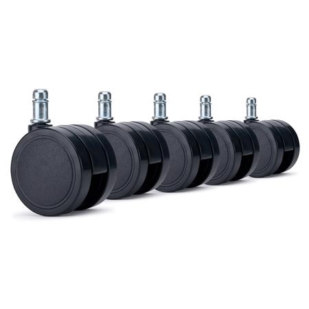 5x Ruote per Sedie da Ufficio LYRA 11x60mm, Design Minimalista, Nero