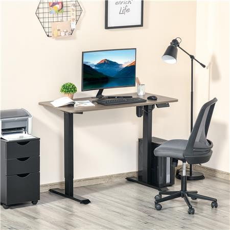 Scrivania per PC NAIKO, 120x60cm, Regolabile in Altezza, Telaio in Acciaio, Colore Teak e Nero