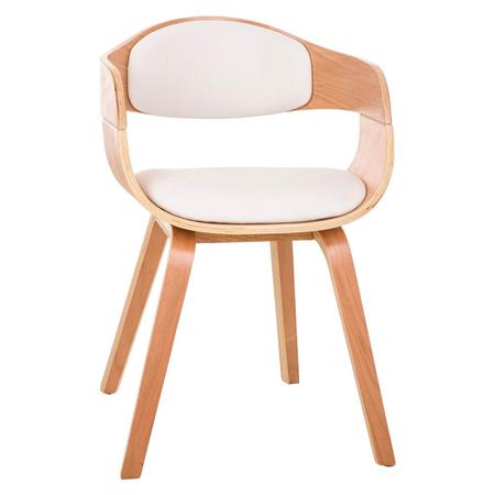 Sedia Riunioni BUTAN, Design Rétro, Legno color Faggio, Pelle bianca