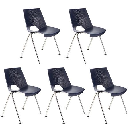 Lotto da 5 Sedie per sala d´Attesa ENZO, Pratiche e Impilabili, Blu