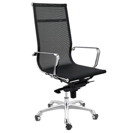 Sedia da Ufficio DOMI, Struttura in Metallo Cromato, Design Elegante, in Rete Nera