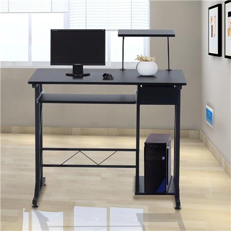 Scrivania Computer ARNOLD, ripiano estraibile, 90x50x95cm, Legno Nero