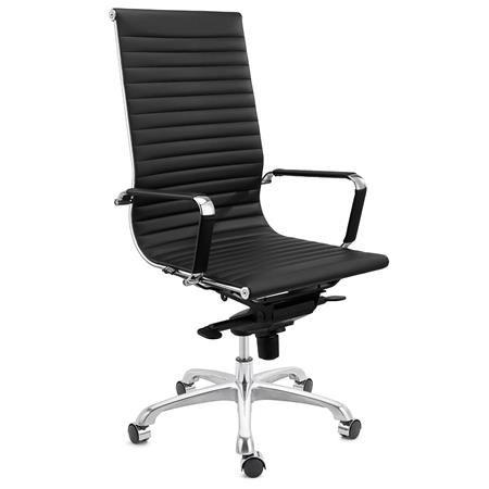 Sedia da Ufficio DORIS, Elegante e Confortevole, Struttura in Metallo, Pelle, Nero