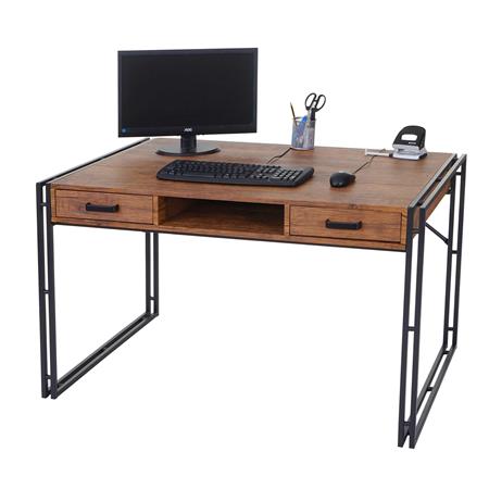Scrivania da ufficio OLAF, Stile Industrial, 121x70cm, Legno e Metallo