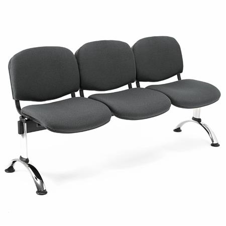 Panca Sala d'Attesa a 3 Posti MOBY BASE, Struttura Metallica, Spessa Imbottitura, Tessuto Grigio