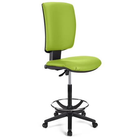 Sgabello da Lavoro ATLAS SENZA BRACCIOLI PELLE, Schienale Regolabile, Spessa Imbottitura, in Verde