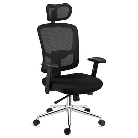 Sedia Ergonomica MARKO, Poggiatesta, Sostegno Lombare, Nero