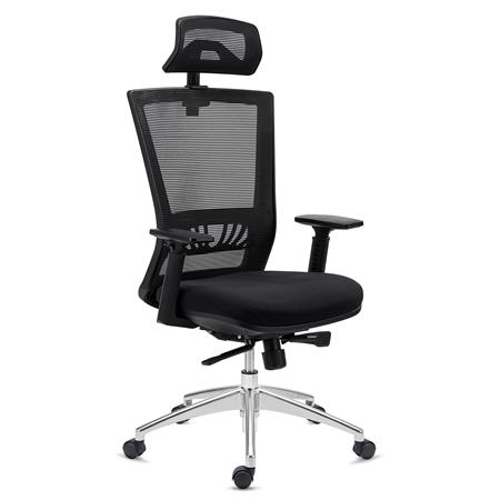 Sedia Ufficio MAGNUM ELITE, Supporto Lombare, Base Alluminio, Nero