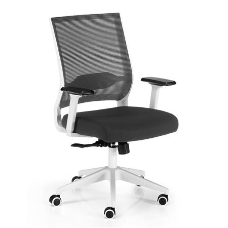 DEMO# Sedia da ufficio ISAAC WHITE, Sostegno Lombare, Reclinazione Sincronizzata, in Nero