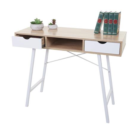 Scrivania NILSA, Design nordico, 100x40x80 cm, Legno Marrone e Bianco