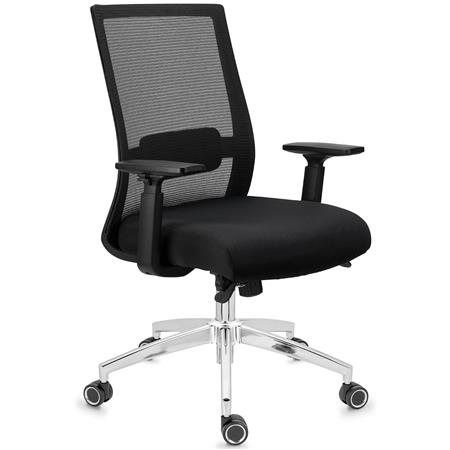 Sedia da Ufficio NIXON, Ergonomica, Supporto Lombare, Rete e Tessuto Nero