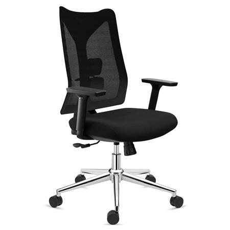 Sedia Ergonomica ADARA, Esclusiva, Supporto Lombare Regolabile, Rete e Tessuto, Nero