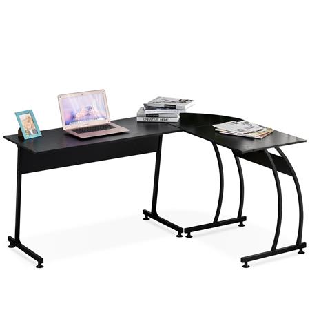 Scrivania DALTON, 112,5x152x74cm, Struttura in Metallo e Legno, Nero