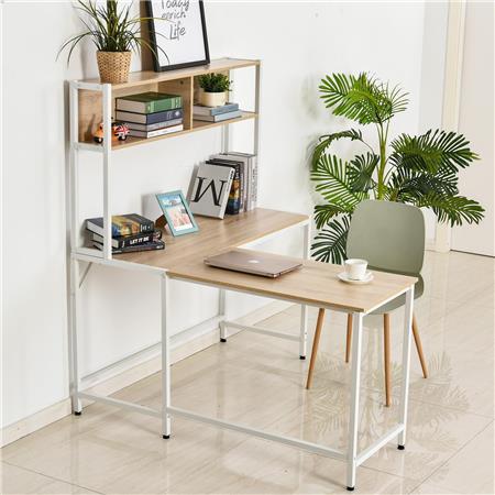 Scrivania da ufficio LUKA, 140x125x149 cm, Angolare, in Metallo e Legno Rovere