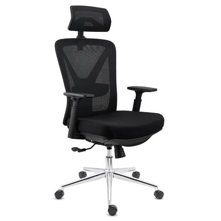 Sedia Ergonomica TOWER, Confortevole, Poggiapiedi Estensibile, Sostegno Lombare, Nero